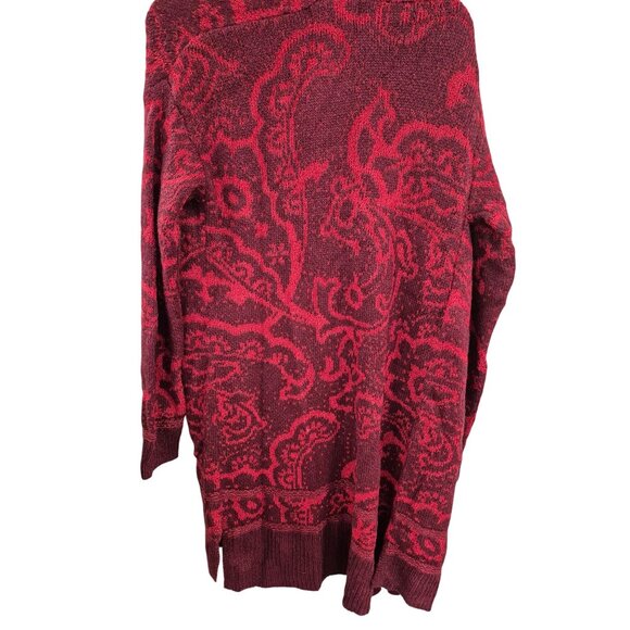 Women's Jacquard Long Sleeve Open Cardigan - Knox Rose Red, Red/Pink - Picture 4 of 5